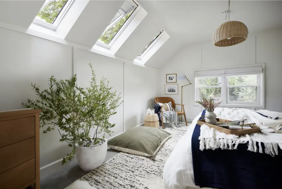 Bedroom with VELUX skylights